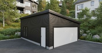 Rendered double garage with warm lighting