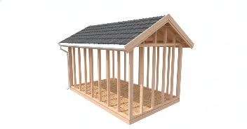 Rendered shed frame with open structure
