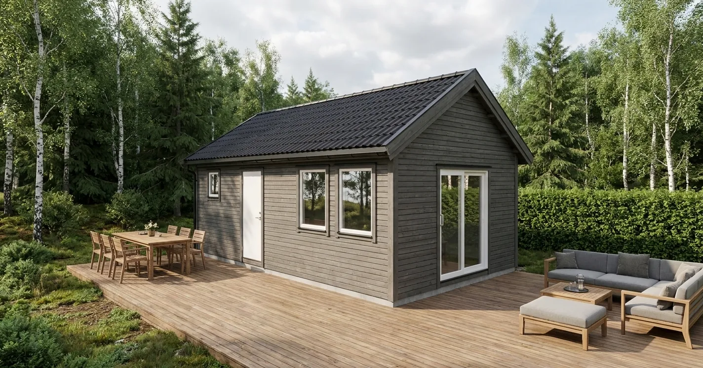 Cabin visualization used as an example booklet cover