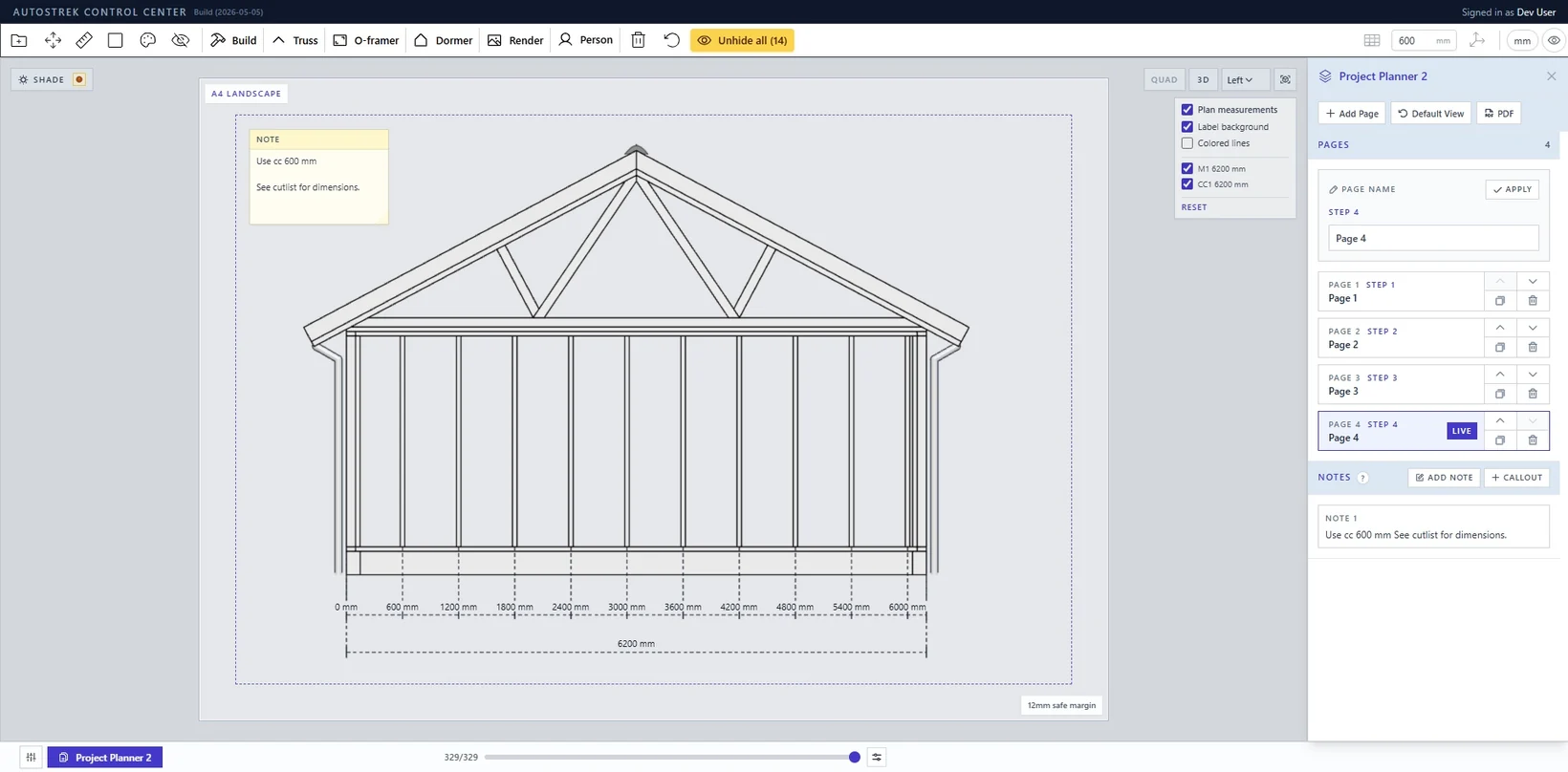 Timeline and Project Planner interface in Autostrek